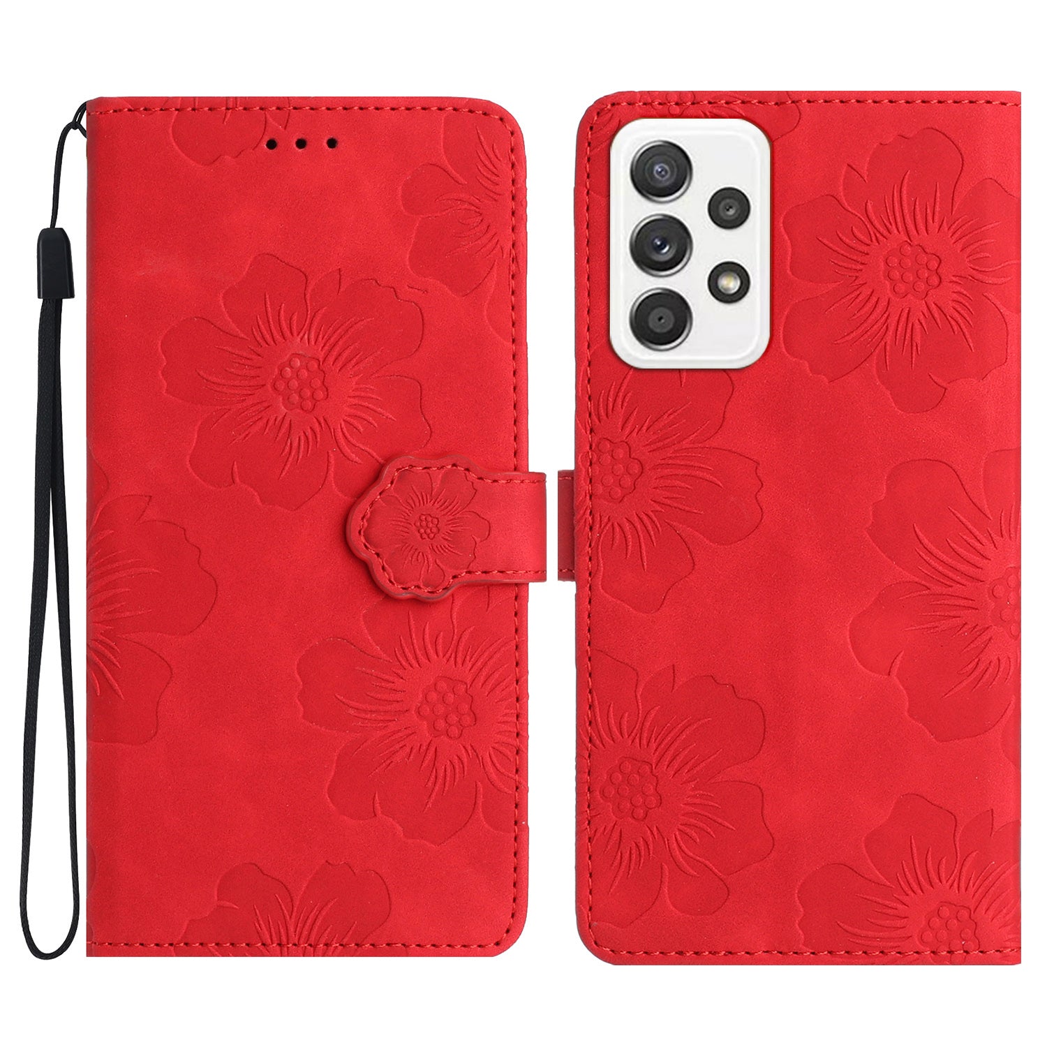 For Samsung Galaxy A72 4G / 5G Imprinted Flowers Phone Cover PU Leather Coated TPU Wallet Shell Case For Samsung Galaxy A72 4G / 5G Imprinted Flowers Phone Cover PU Leather Coated TPU Wallet Shell Case